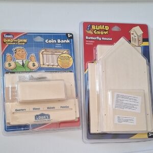 NWT Lowe's Build and Grow Coin Bank and Butterfly House Kit Craft Bundle